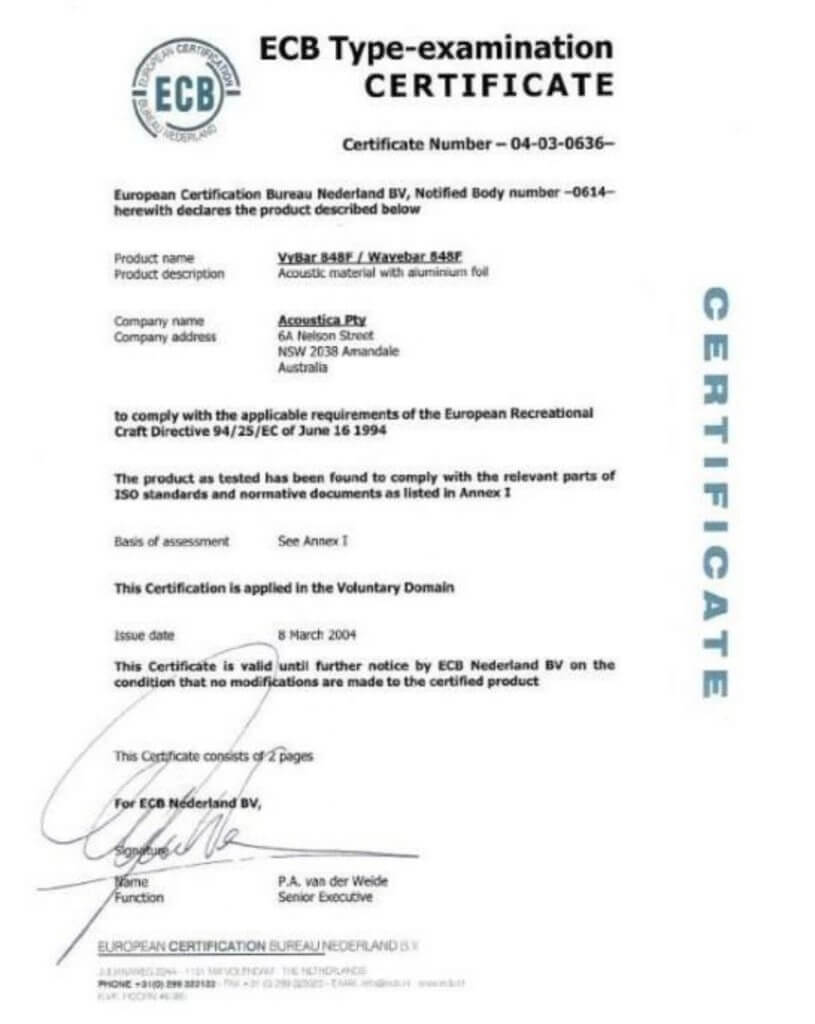 VyBar certificate